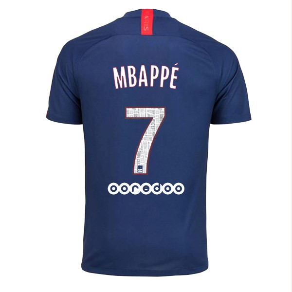 Camiseta Paris Saint Germain NO.7 Mbappe 1ª Kit 2019 2020 Azul